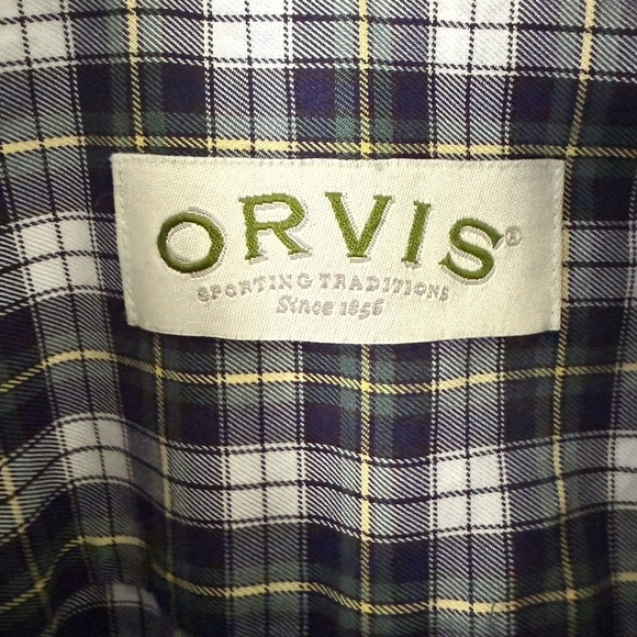 Orvis Men’s Large Button Down Long sleeve Blue Green - Picture 2 of 4